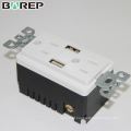 BAS15-2USB Supplier by china extension GFCI usb plug wall socket